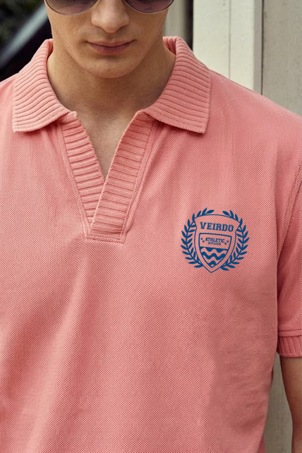 Veirdo Pink Rib Collar Economic Regular Fit Pique Polo