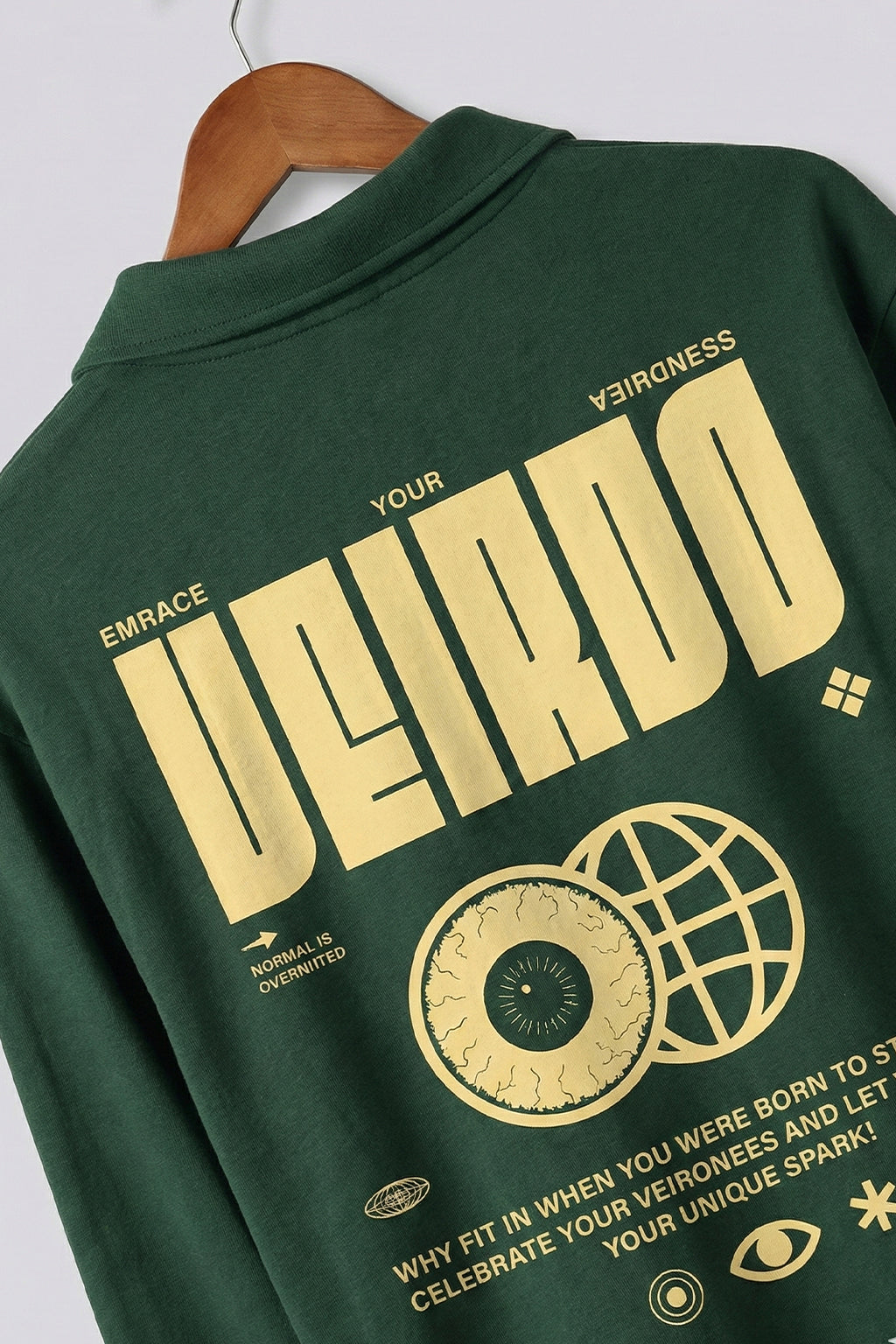 Veirdo Olive Oversized Full Sleeve Exclusive Polo T-shirt