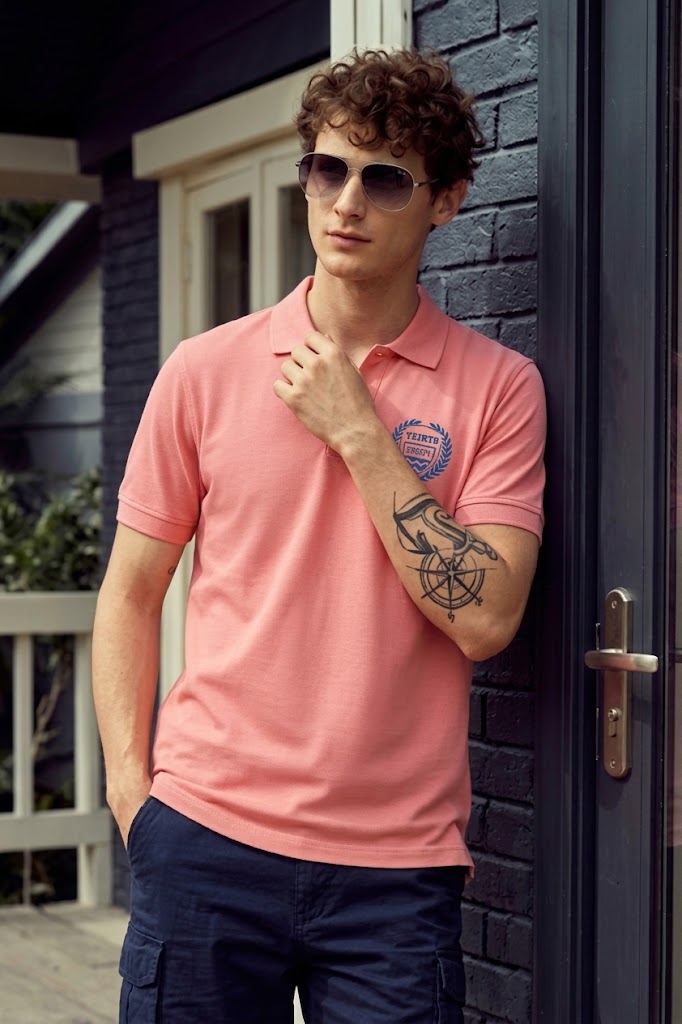 Veirdo Pink Rib Collar Economic Regular Fit Pique Polo