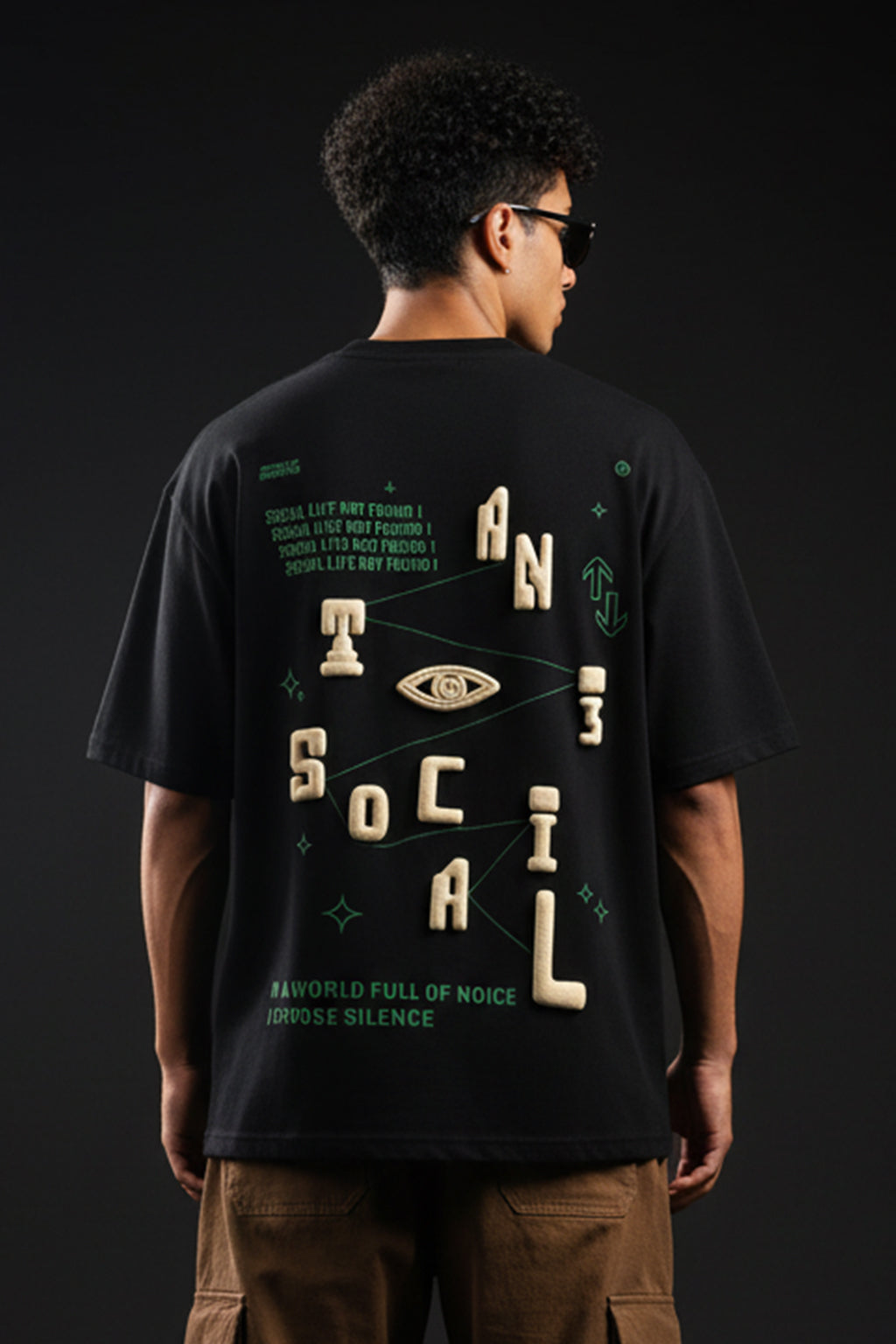 Antisocial Black Oversized Puff Printed Exclusive T-shirt