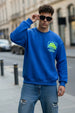 Veirdo Blue Oversized Back Typographic Printed Sweatshirt