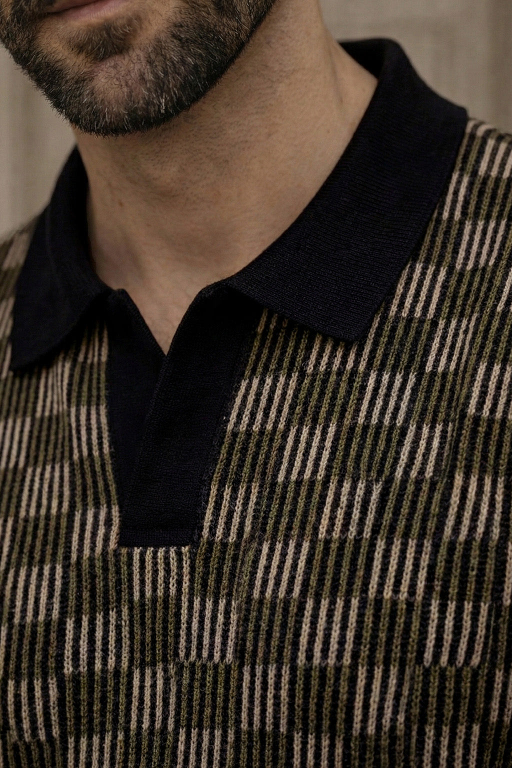 Classic Grid Black Flatknit Textured Regular Fit Exclusive Polo T-Shirt