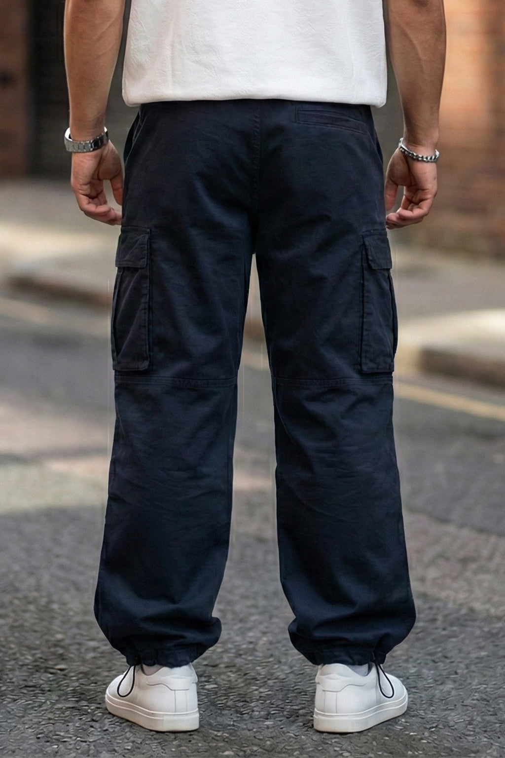 Navy 5 Pocket Woven Straight Fit Exclusive Cargo Pant With Adjustable Ankle