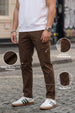 Brown Pure Woven Narrow Fit 5 Pocket Cargo