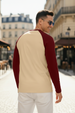 Veirdo Maroon & Swanwhite Raglan Full Sleeve Printed T-shirt