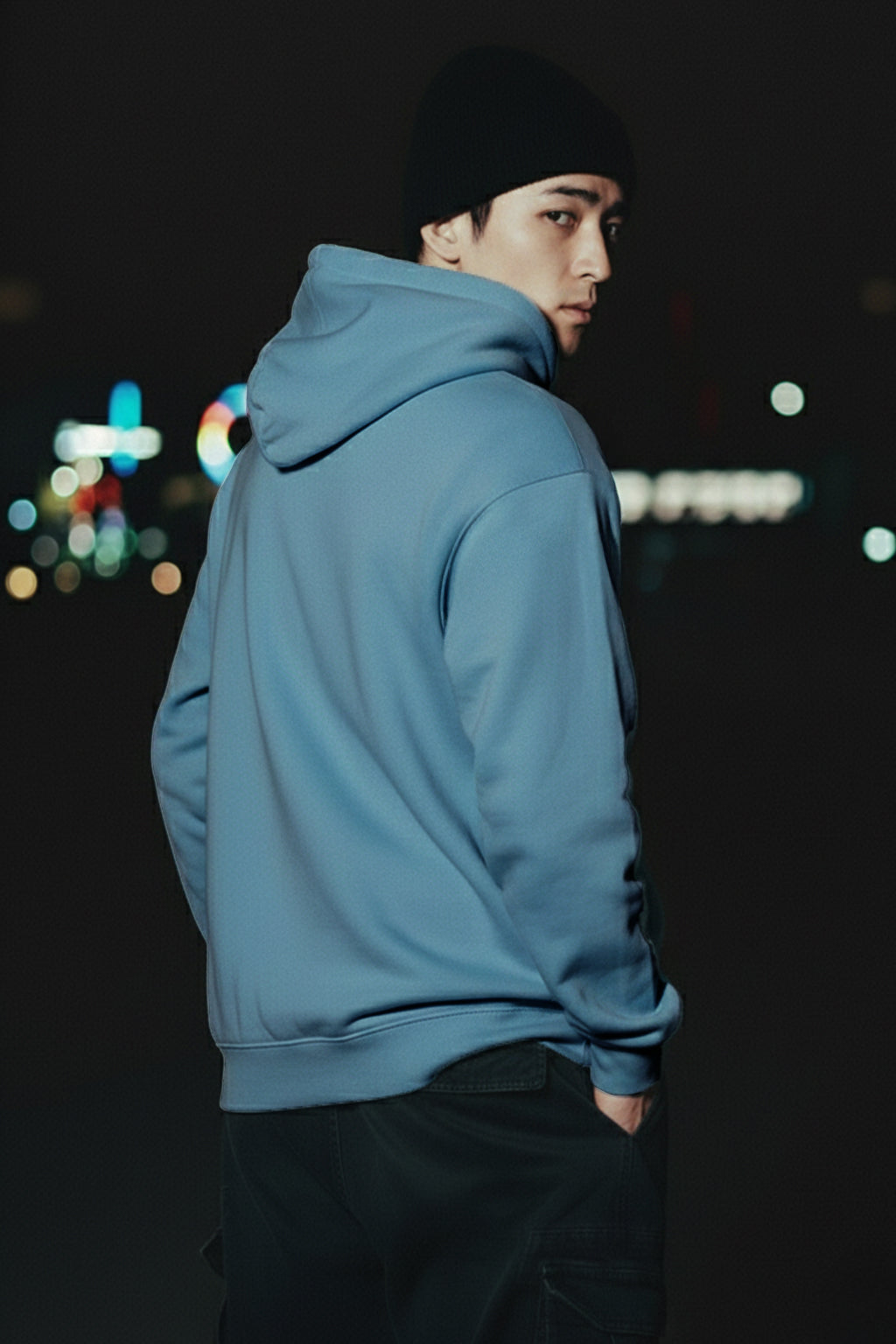 Bashed Haritage Blue Oversized Printed Hoodie