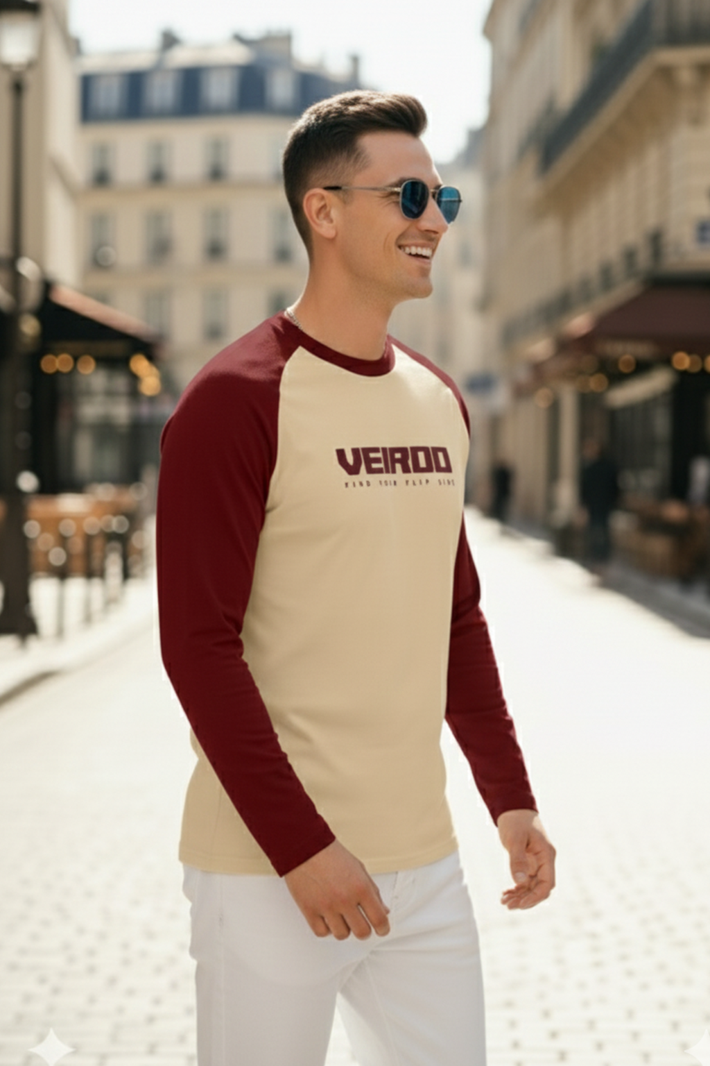 Veirdo Browm & Swanwhite Raglan Full Sleeve Printed T-shirt