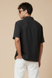 Black Plain Regular Fit Half Sleeve Single Pocket Exclusive Shirt