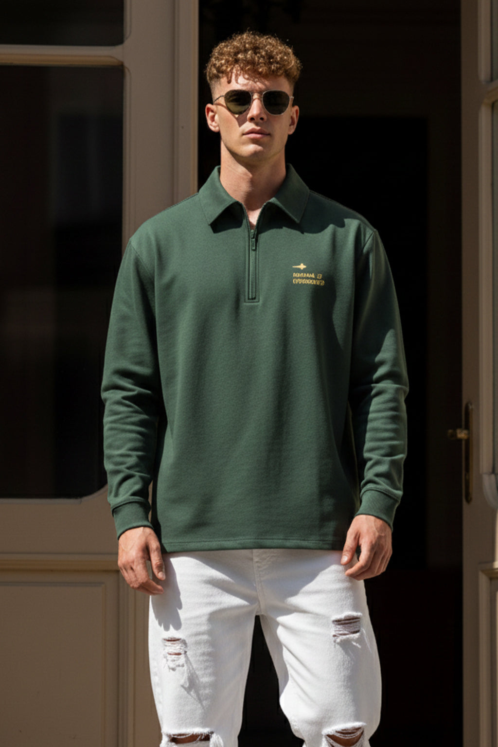 Veirdo Olive Oversized Full Sleeve Exclusive Polo T-shirt