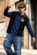 Veirdo Black & Navy Oversized Full Sleeve Exclusive Polo T-shirt