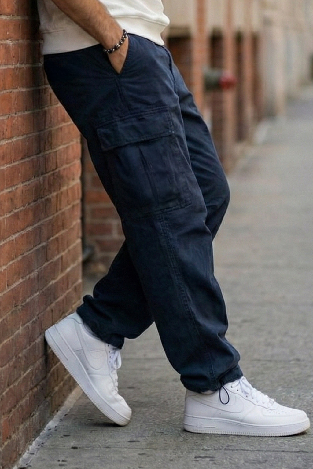 Navy 5 Pocket Woven Straight Fit Exclusive Cargo Pant With Adjustable Ankle