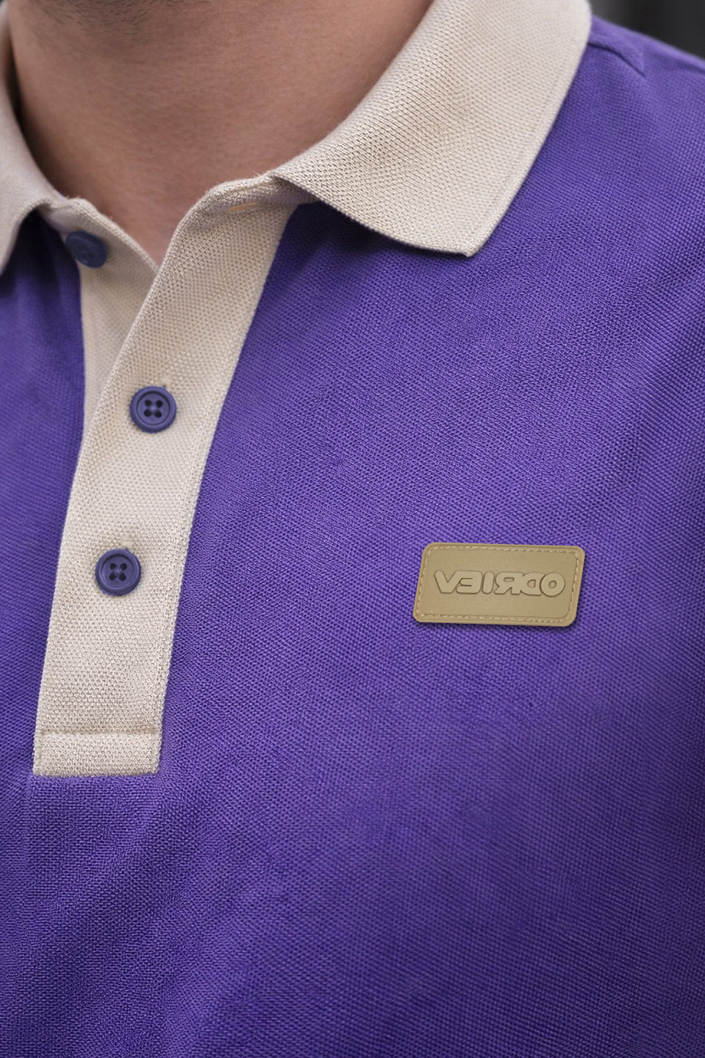 Royal Purple Contrast Collar Economic Regular Fit Pique Polo