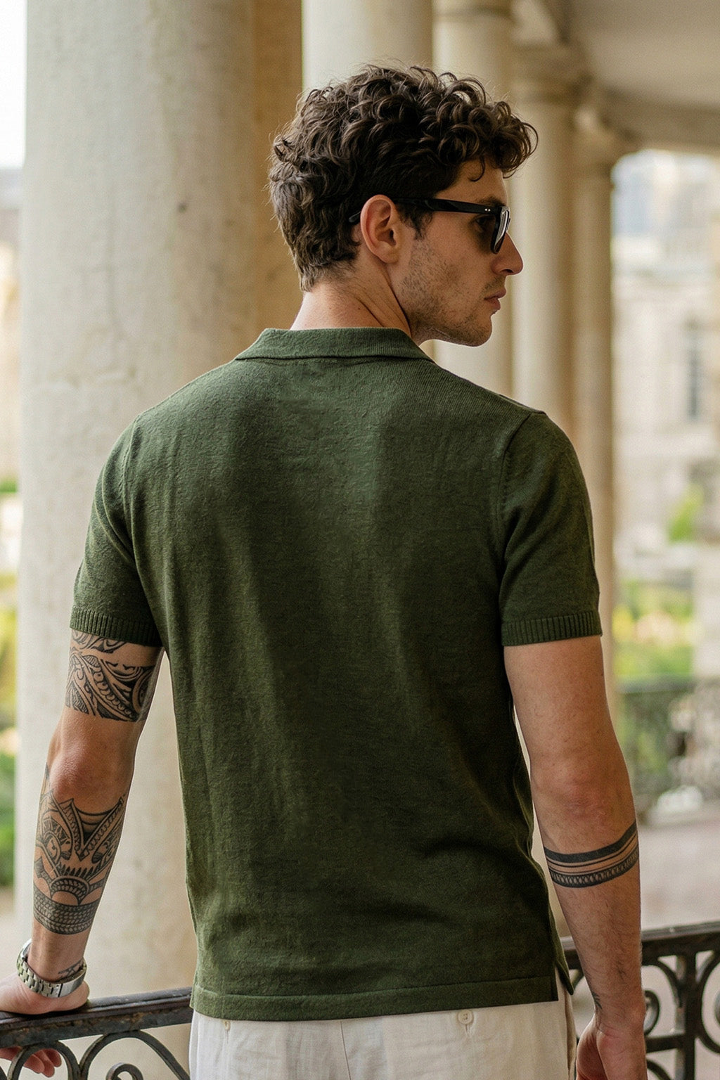 New York Olive Rib Collar Economic Regular Fit Pique Polo