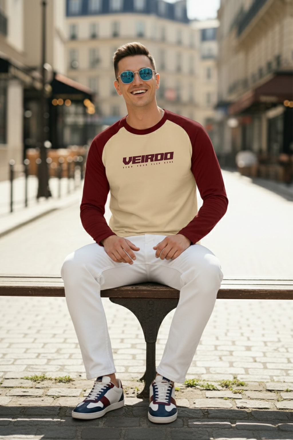 Veirdo Browm & Swanwhite Raglan Full Sleeve Printed T-shirt
