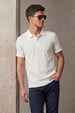 White Cross Lining Jacquard Regular Fit Button Polo