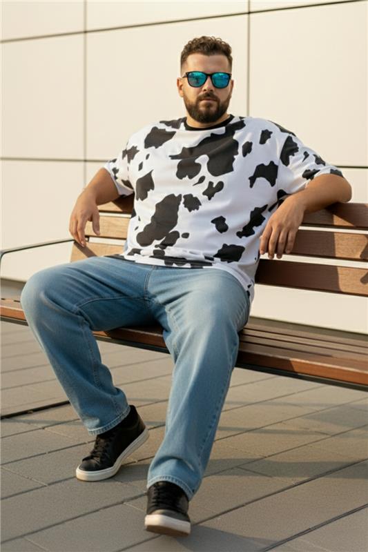 Cow Black & White Graphic Printed Plus Size T-shirt