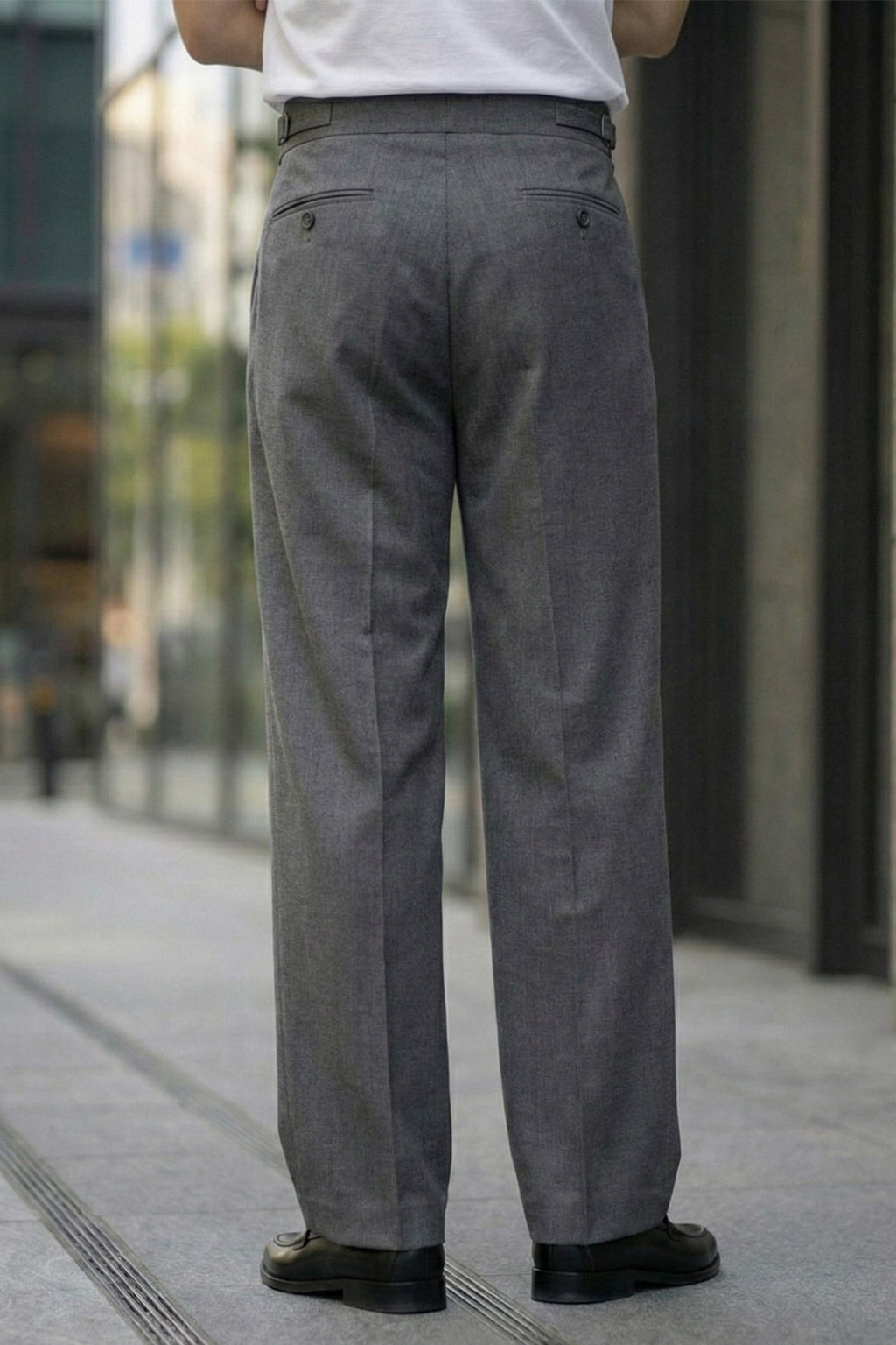 Grey Tailored High-Waist Formal Wide-Leg Korean Pant