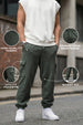 Grey Solid Baggy Fit Cargo Joggers