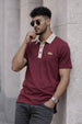 Maroon Contrast Collar Economic Regular Fit Pique Polo