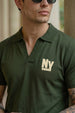 New York Olive Rib Collar Economic Regular Fit Pique Polo