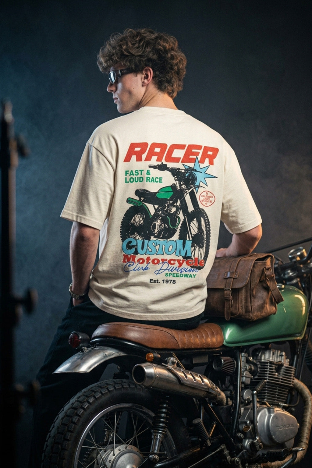 Racer Swanwhite Oversized Printed T-shirt