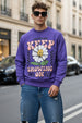 Keep Growing Purple Front Printed Regular Fit Sweatshirt