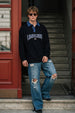 Limitless Balck & Navy Oversized Full Sleeve Polo T-shirt