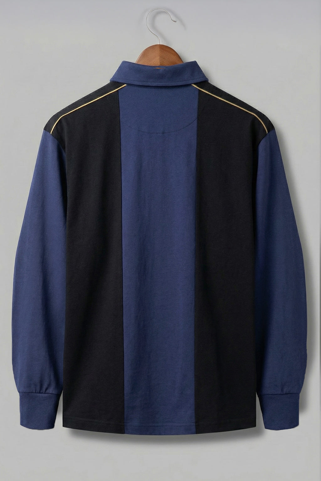 Veirdo Black & Navy Oversized Full Sleeve Exclusive Polo T-shirt