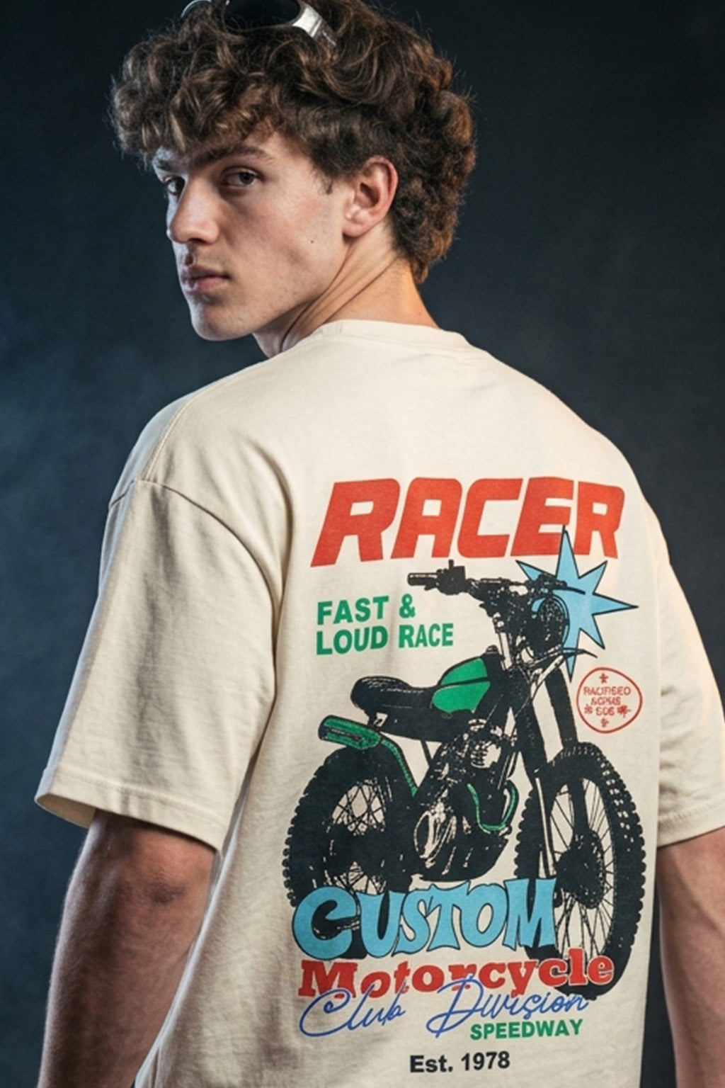 Racer Swanwhite Oversized Printed T-shirt