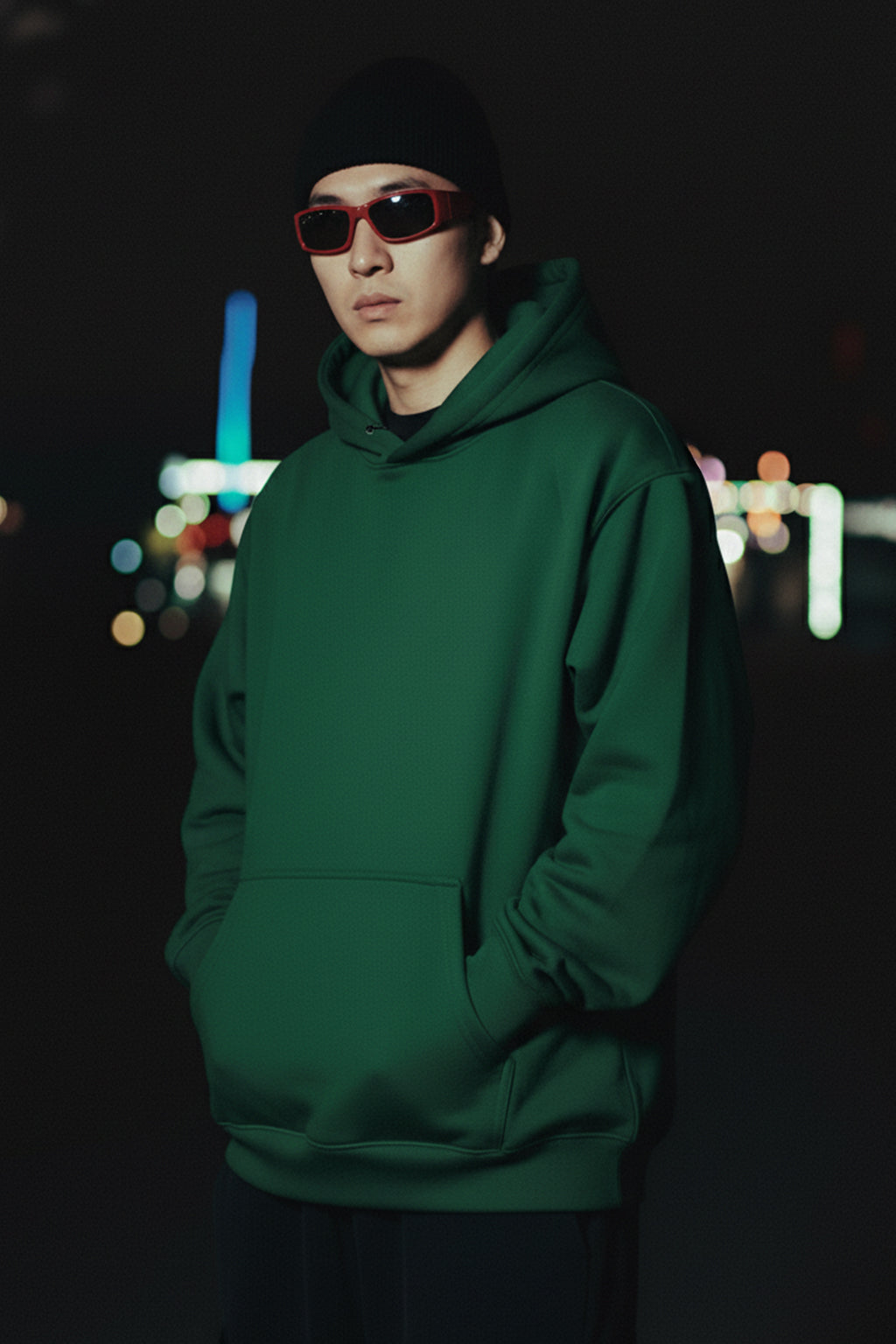 Green Plain Oversized Fit Hoodie