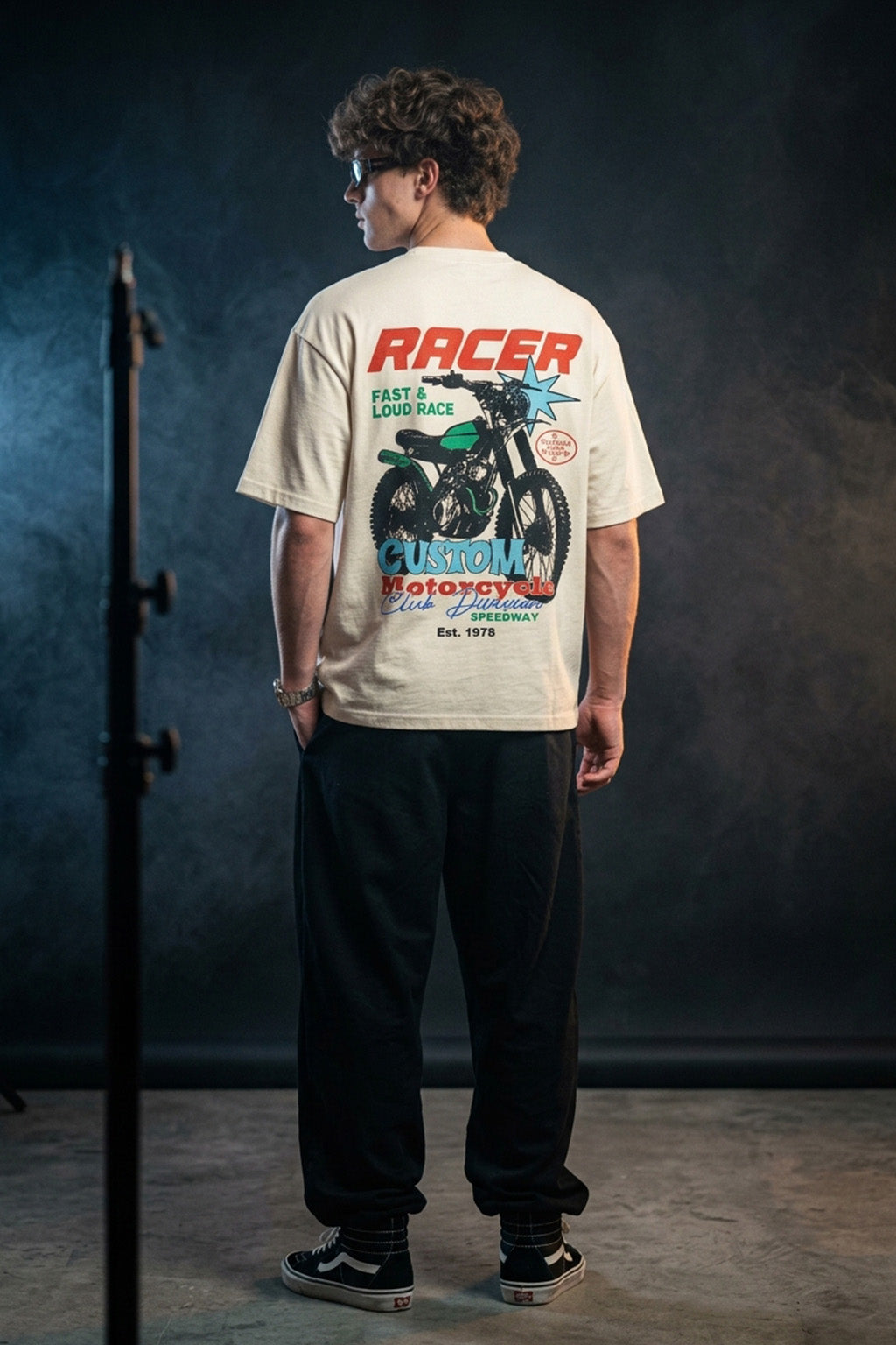 Racer Swanwhite Oversized Printed T-shirt