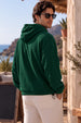 Veirdo Green Oversized Plain Button-Neck Pullover Hoodie