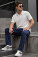 White Cross Lining Jacquard Regular Fit Button Polo