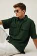 Green Oversized Half Sleeve Dual Pocket Utility Exclusive Shirt