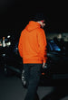 Flow Orange Oversized Printed Hoodie