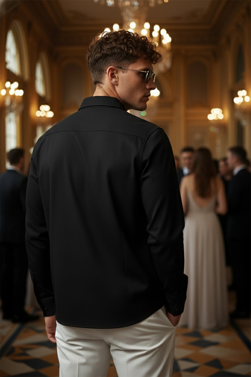 Black Plain Relaxed Fit Full Sleeve Dual Pocket Utility Exclusive Shirt