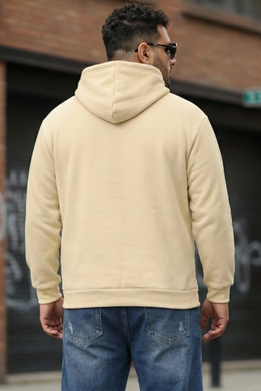Beige Plain Plus Size Hoodie