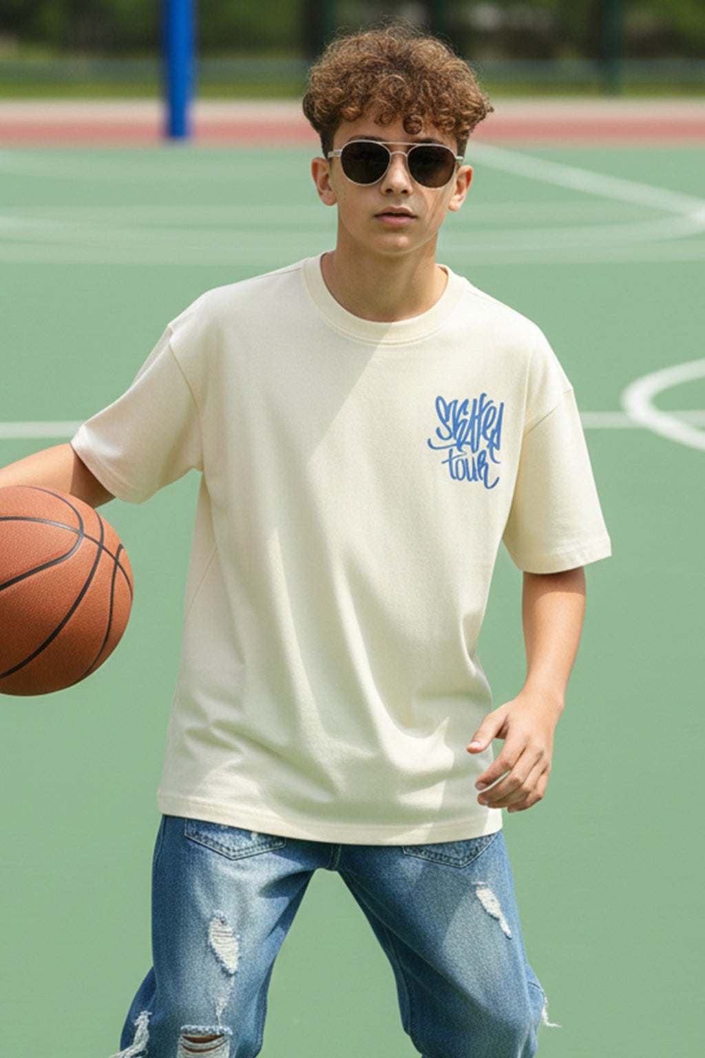 Skaters Swanwhite Oversized Graphic Printed Boys T-shirt