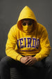 Veirdo Original Mustard Oversized Printed Hoodie With Face Mask
