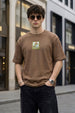 I'm Fine Brown Oversized Textured T-shirt