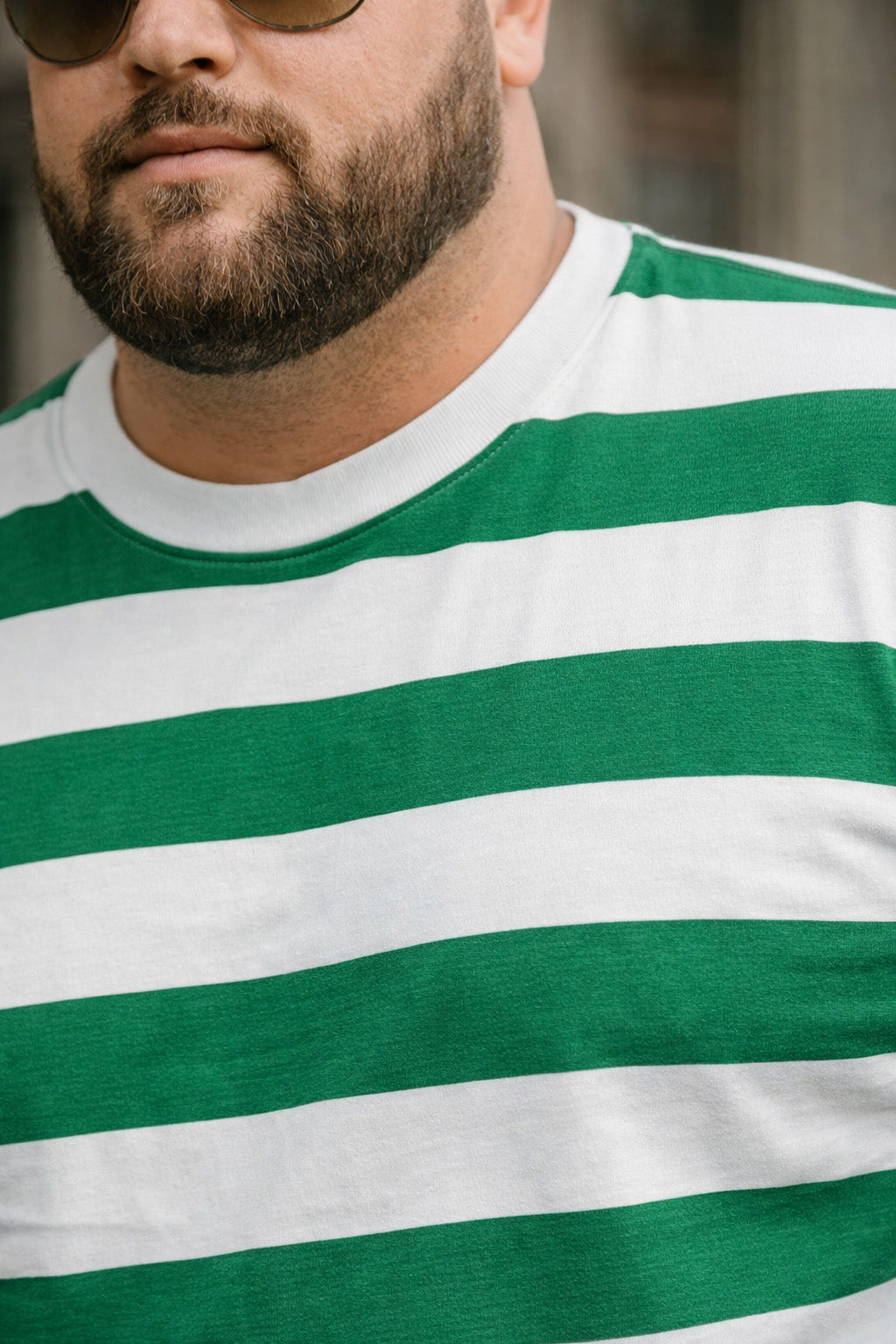 Heritage Stripe Green & White Plus Size T-shirt