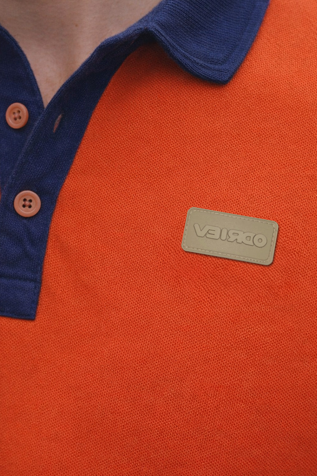 Orange Contrast Collar Economic Regular Fit Pique Polo