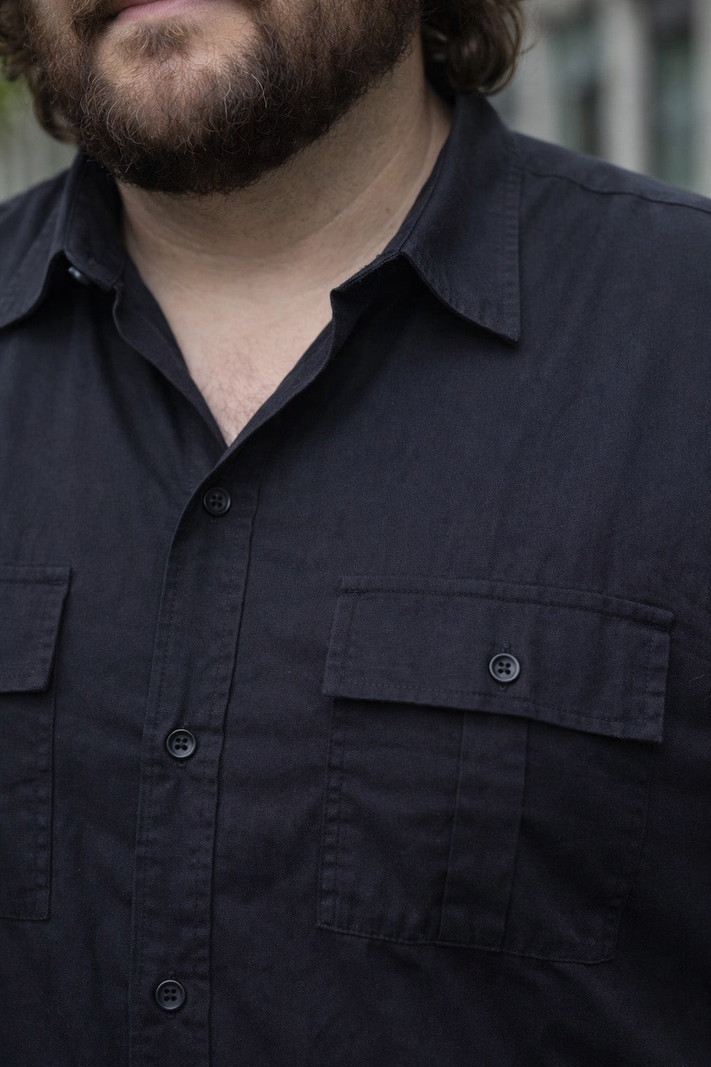 Black Plus Size Half Sleeve Dual Pocket Utility Exclusive Shirt