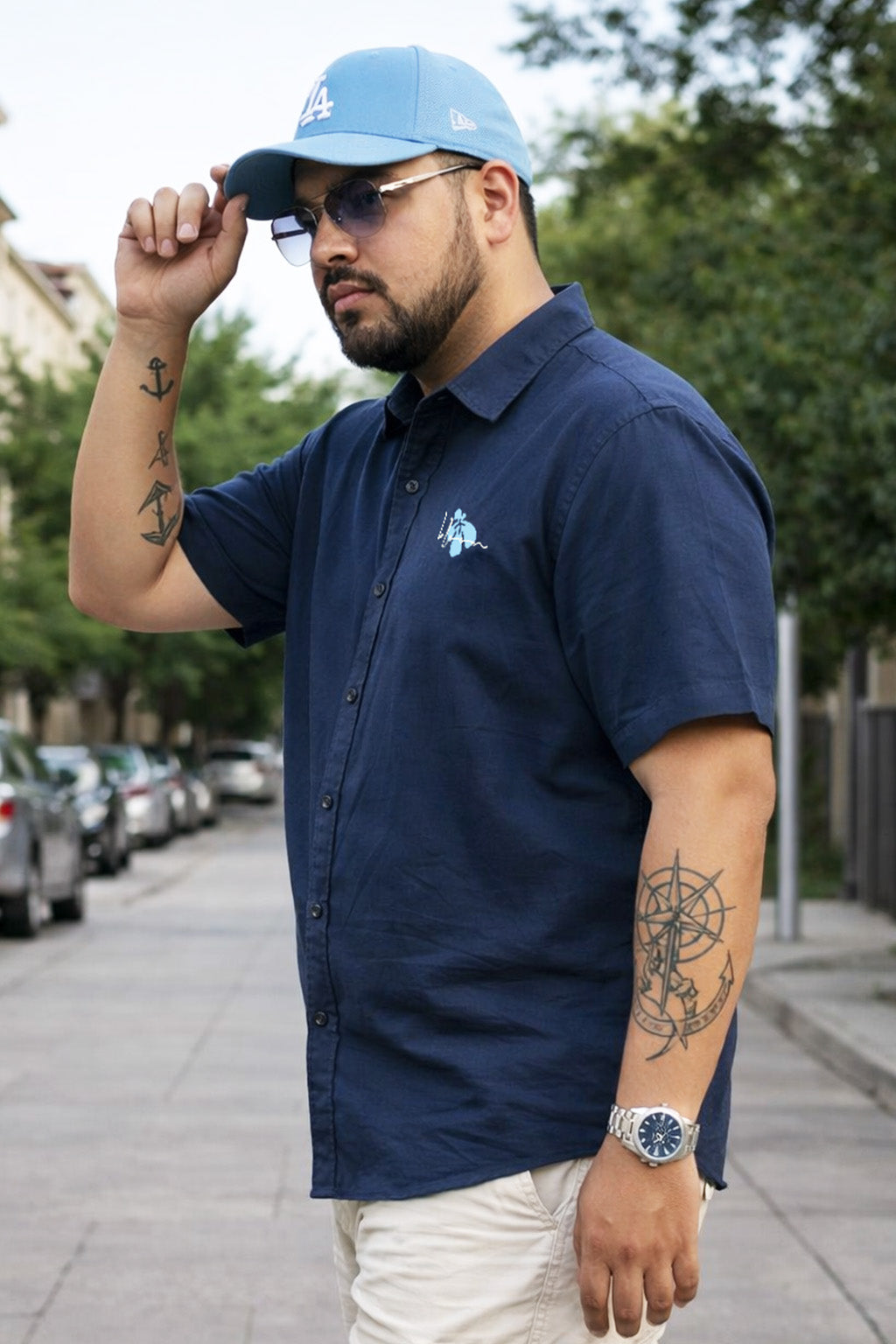 Feel The Rhythm Navy Plus Size Printed Exclusive Shirt