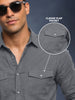 Dark Grey Plain Relaxed Fit Full Sleeve Dual Pocket Utility Exclusive Shirt