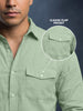 Smoke Green Plain Relaxed Fit Full Sleeve Dual Pocket Utility Exclusive Shirt