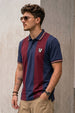 Navy Maroon Colorblock Regular Fit Exclusive Pique Lycra Polo T-Shirt