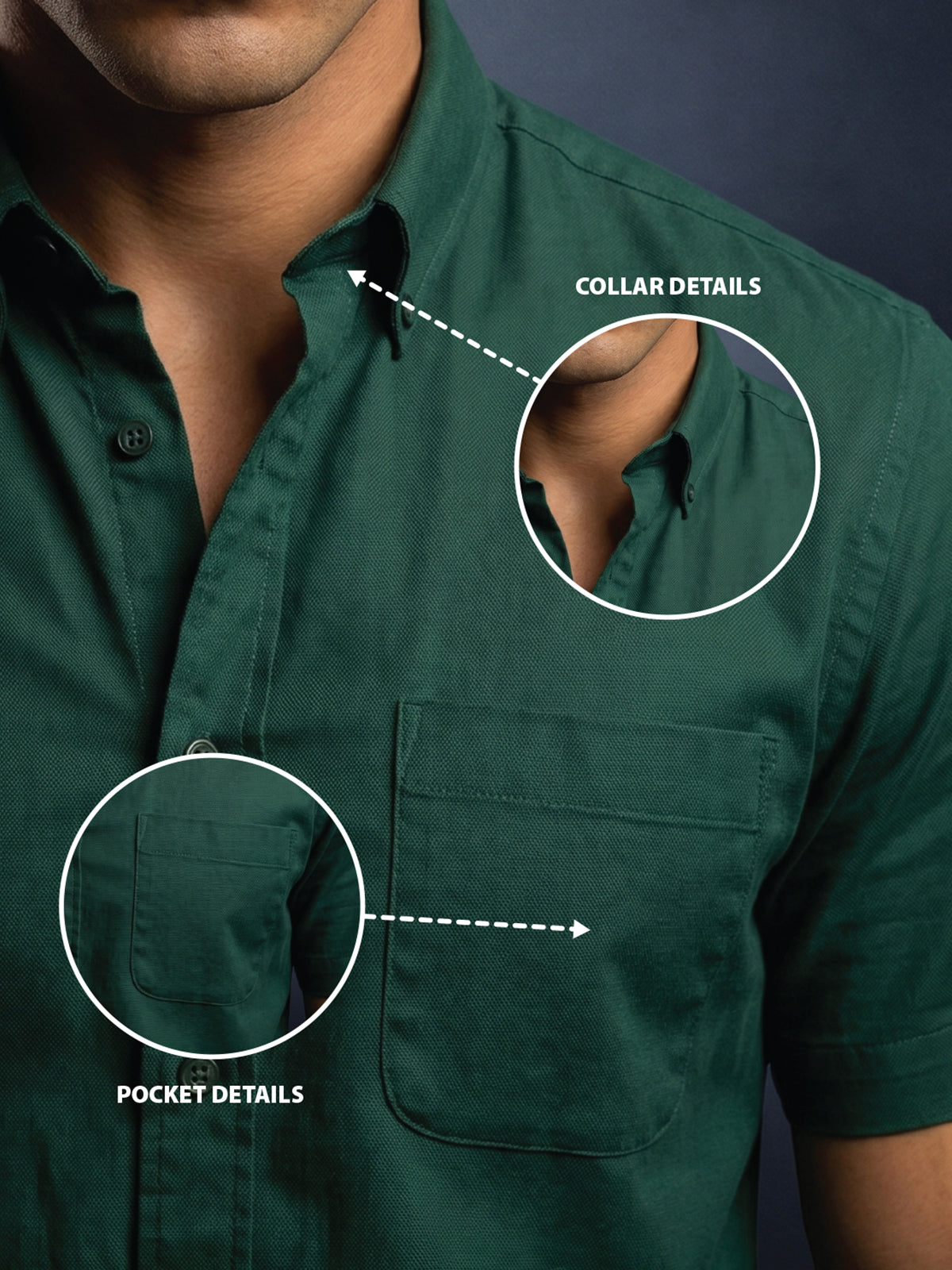 Green Plain Regular Fit Half Sleeve Single Pocket Exclusive Shirt