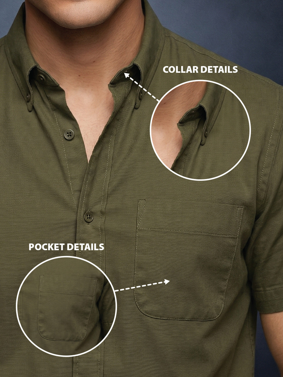 Olive Plain Regular Fit Half Sleeve Single Pocket Exclusive Shirt