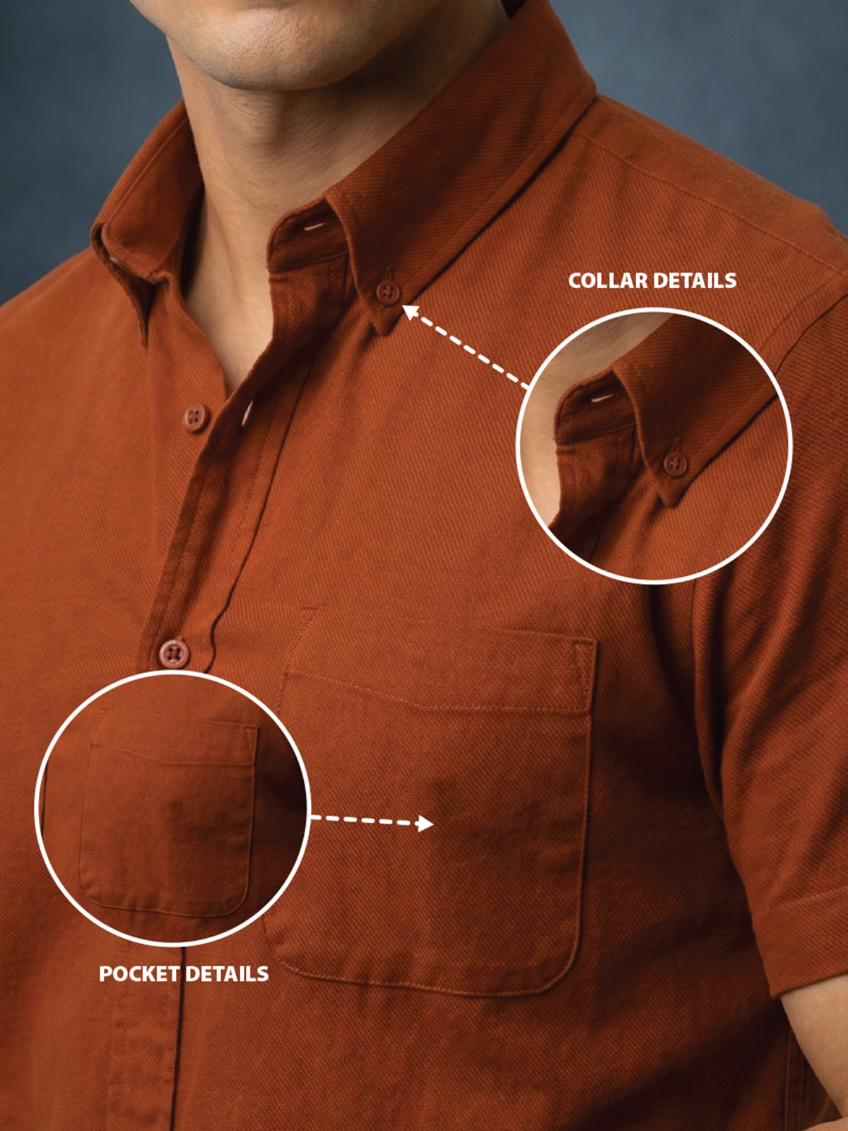 Rust Plain Regular Fit Half Sleeve Single Pocket Exclusive Shirt
